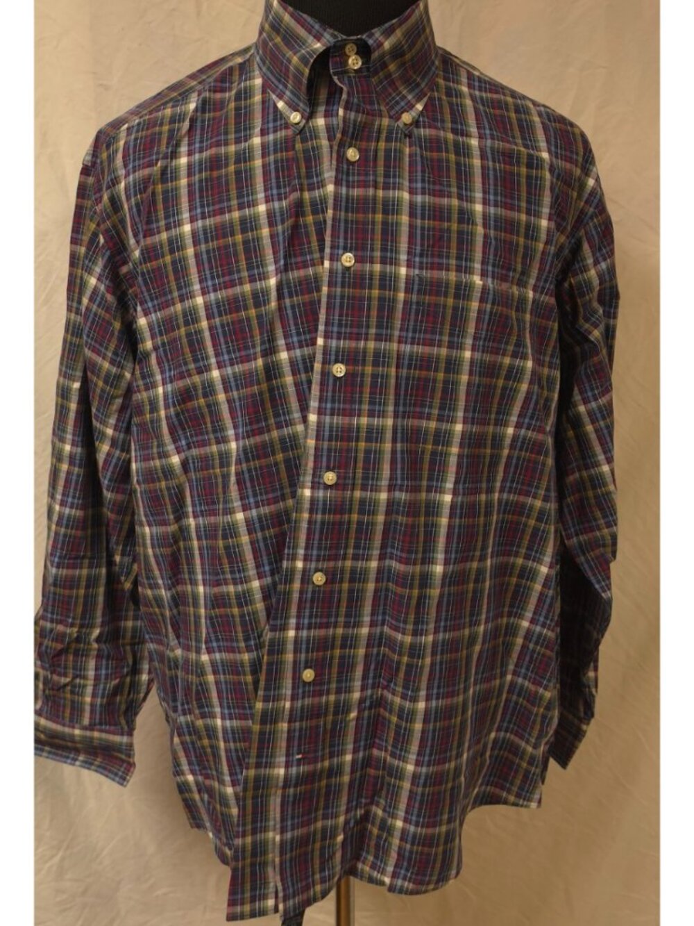 Tommy Hilfiger Mens XL 17.5 34-35` Multicolor Long Sleeve Button Down Logo Shirt